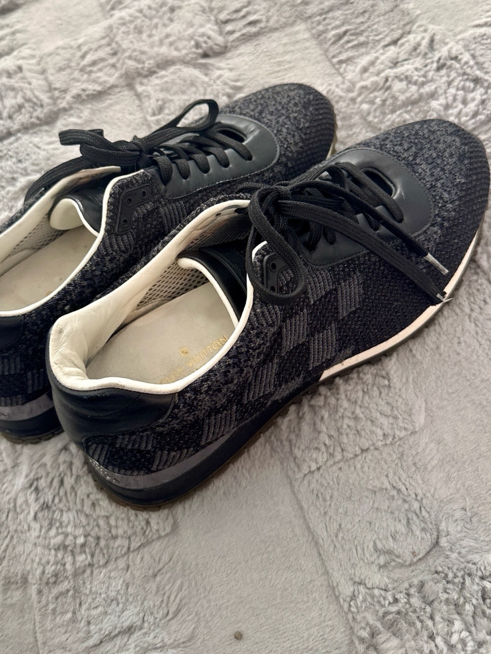 Louis Vuitton Black Knit Sneakers checkers women’s  shoes